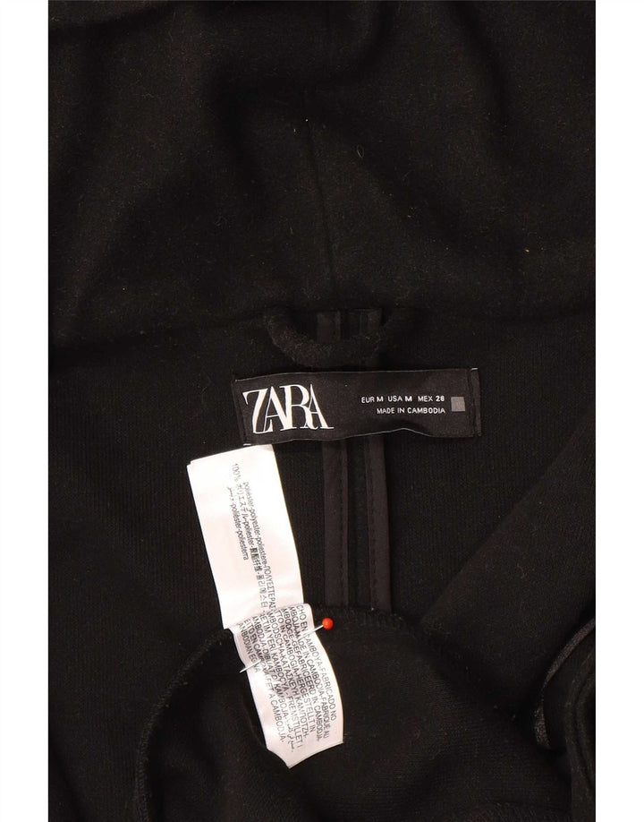 Cappotto con cappuccio da donna Zara UK 14 poliestere nero medio