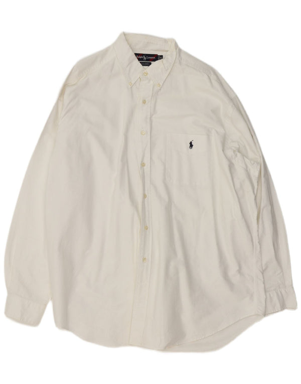 Camicia Ralph Lauren da uomo grande e alta XL in cotone bianco