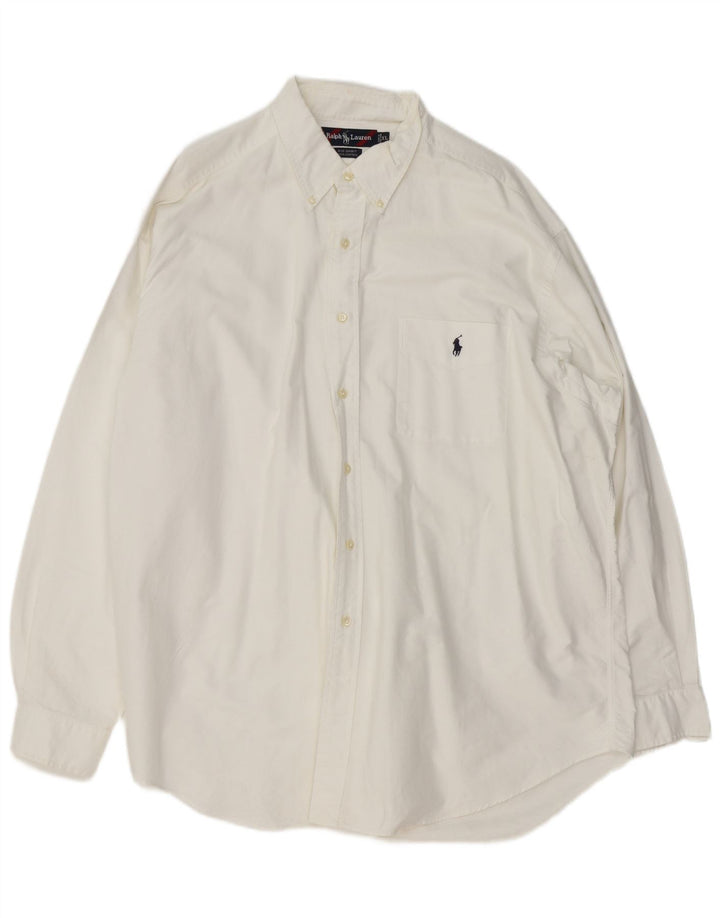 Camicia Ralph Lauren da uomo grande e alta XL in cotone bianco
