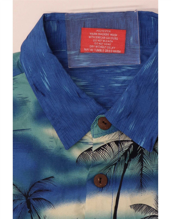 Camicia a maniche corte da uomo Lowes grande hawaiana in poliestere screziato blu
