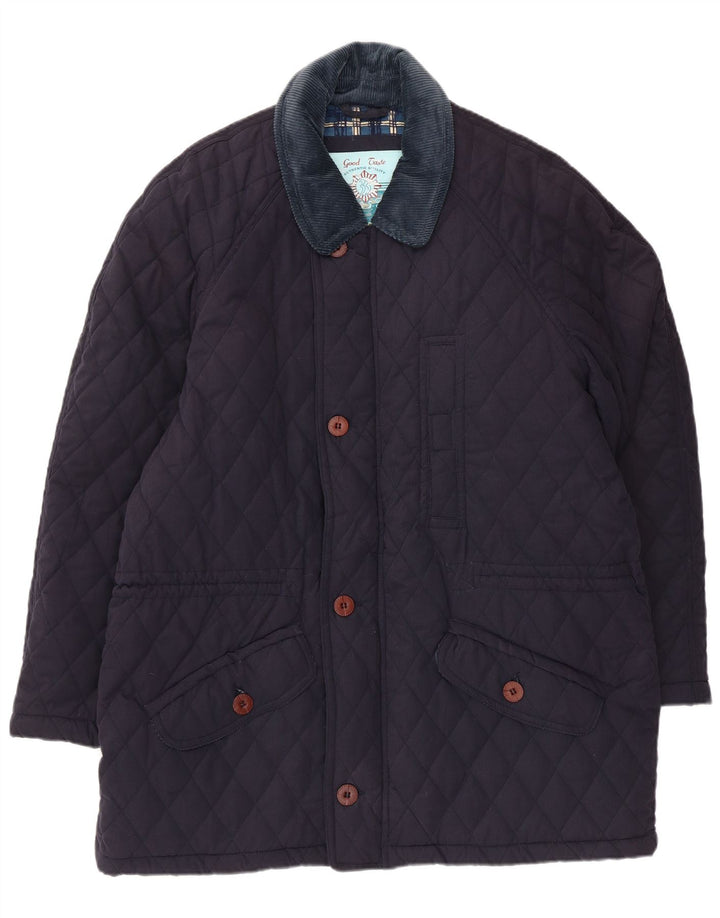 Giacca trapuntata vintage da uomo UK 42 XL poliestere blu navy
