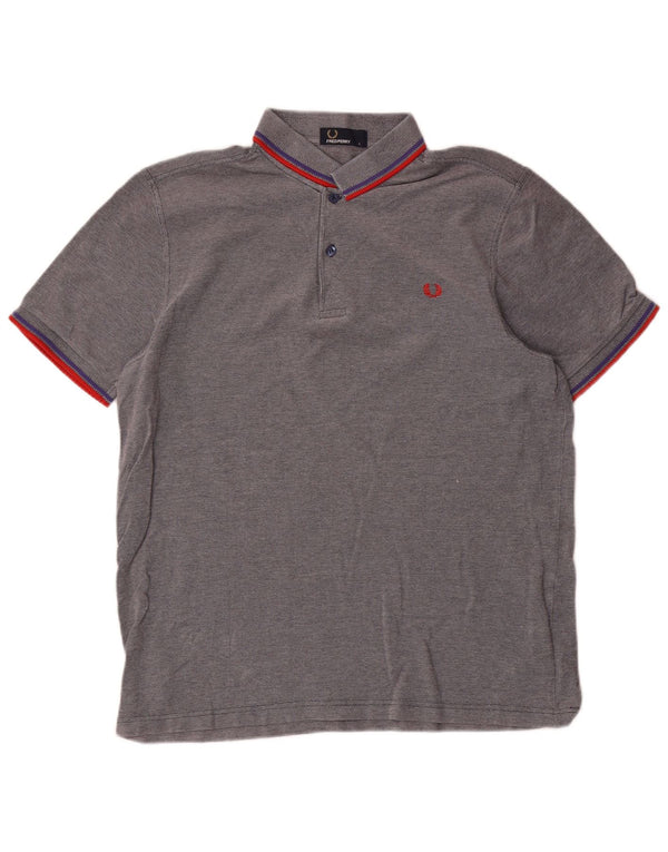 Polo da uomo Fred Perry grande in cotone a righe grigie