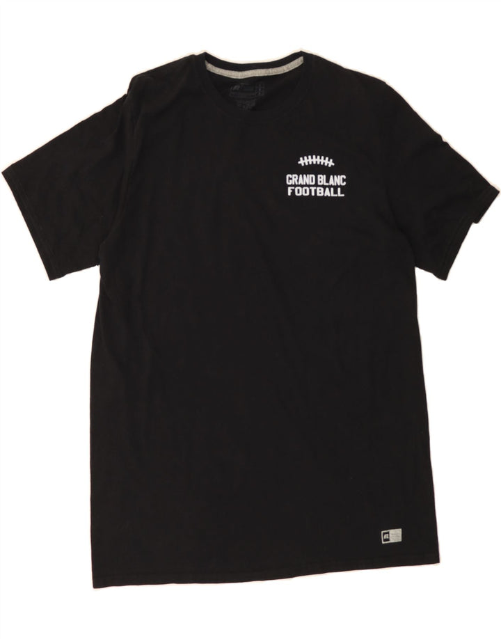 RUSSELL ATHLETIC Mens Graphic T-Shirt Top Large Black Cotton Vintage Russell Athletic and Second-Hand Russell Athletic from Messina Hembry 