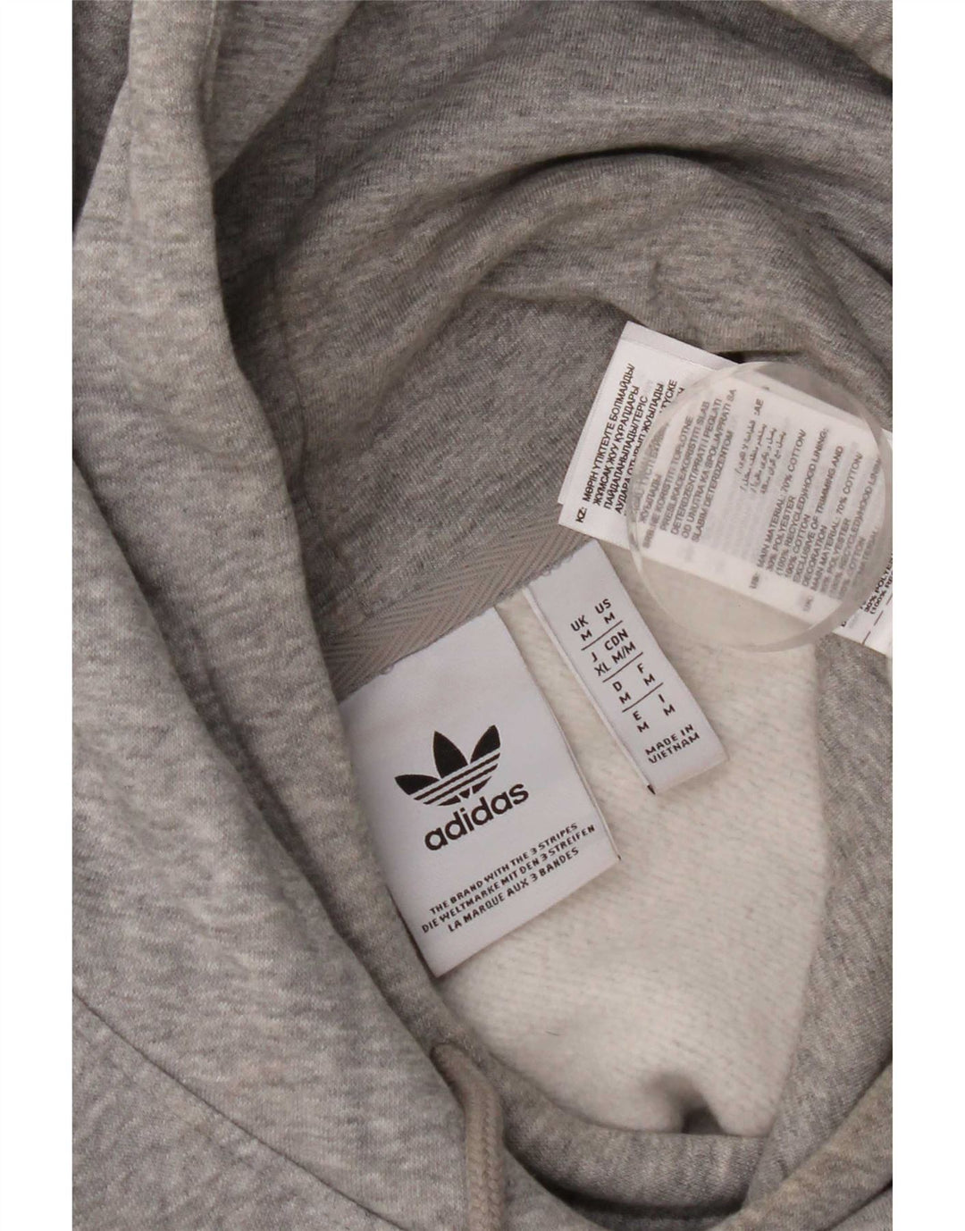Felpa con cappuccio grafica da uomo Adidas in cotone chiazzato grigio medio