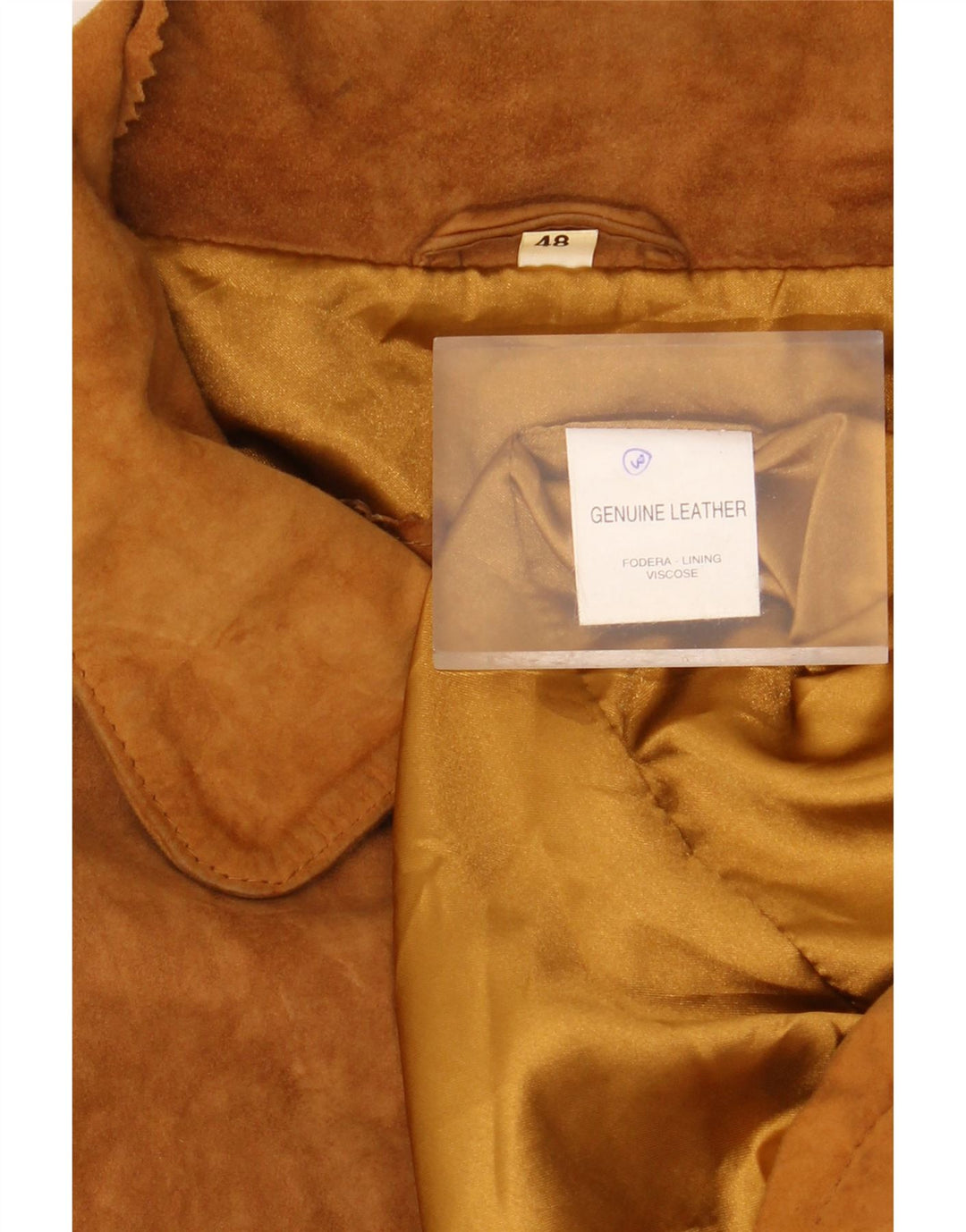 Giacca oversize da uomo in pelle scamosciata VINTAGE IT 48 in pelle marrone medio