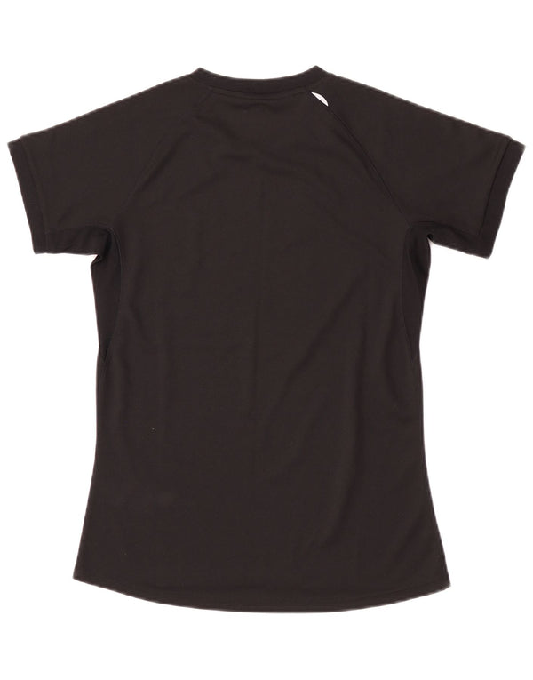 Asics Womens T-Shirt Top UK 12 Medium Black Polyester