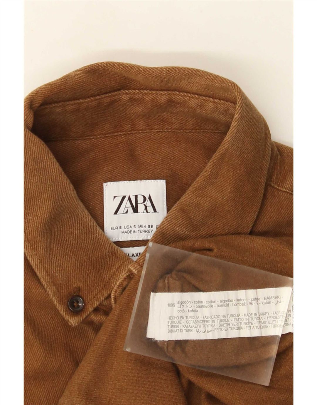 Camicia in denim da uomo Zara piccola in cotone beige