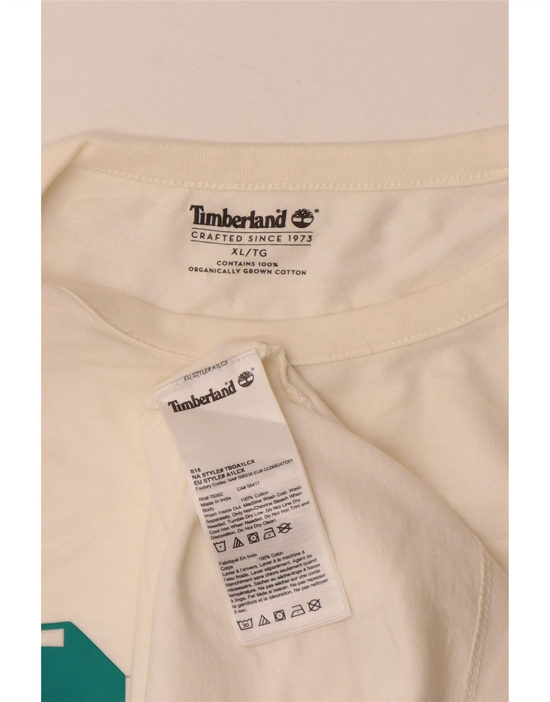 TIMBERLAND Top grafico da uomo a maniche lunghe XL in cotone bianco sporco