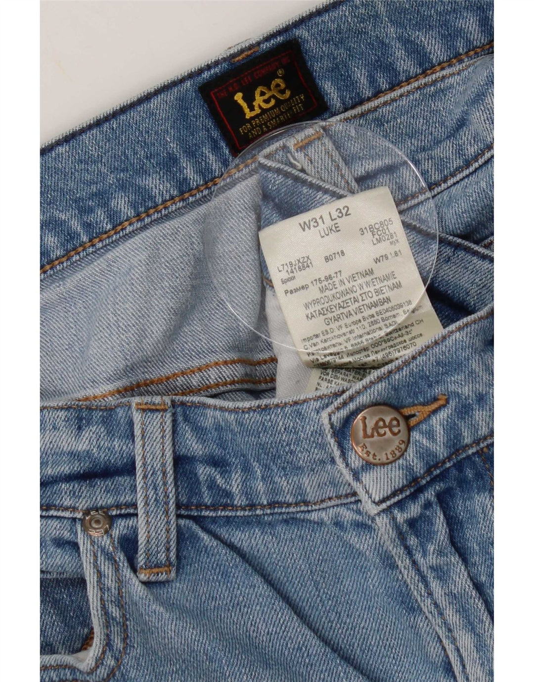 Jeans Lee da uomo slim affusolati W31 L28 cotone blu