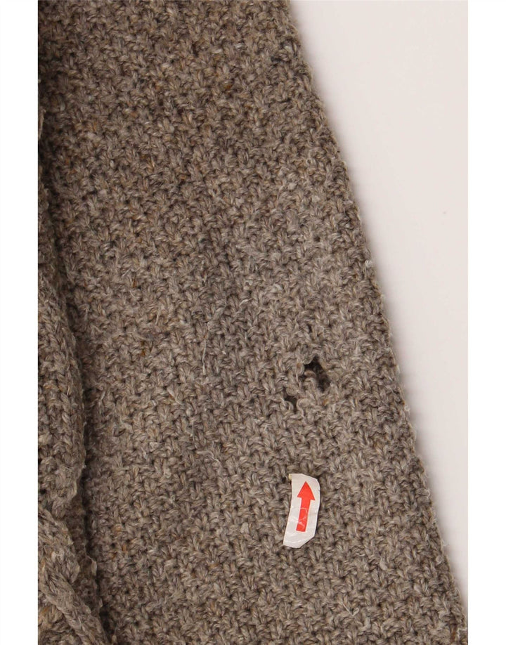 Maglione da uomo con collo abbottonato Fat Face XL Lana screziata marrone