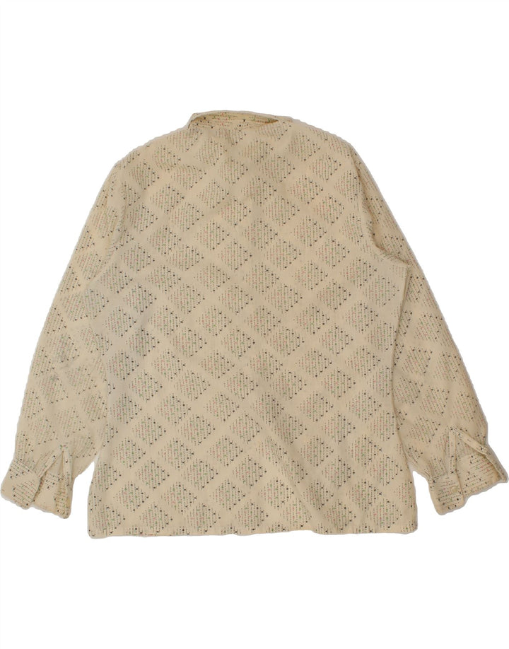 VINTAGE Womens Abstract Pattern Shirt UK 14 Large Beige Vintage Vintage and Second-Hand Vintage from Messina Hembry 