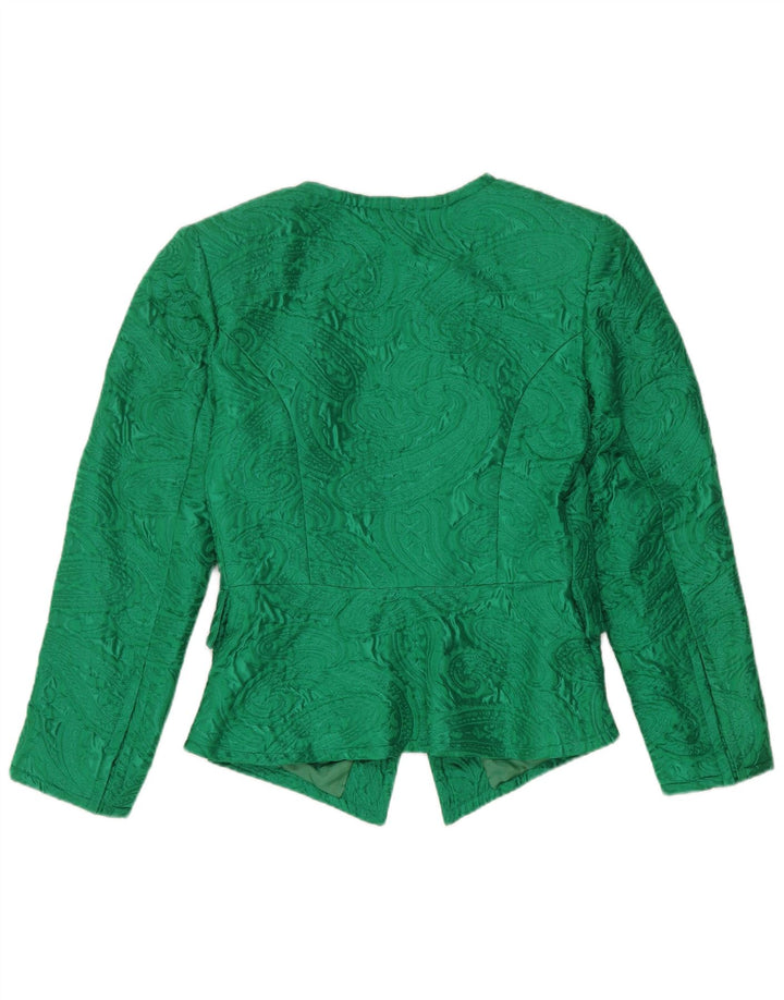 Giacca blazer vintage da donna a 5 bottoni UK 12 verde medio Paisley