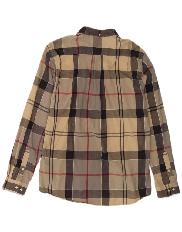 Barbour Uomo Camicia su misura vestibilità grande in cotone a quadri beige