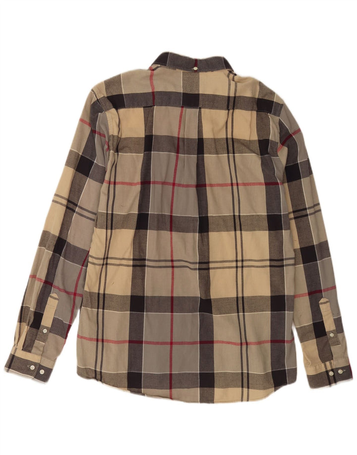 Barbour Uomo Camicia su misura vestibilità grande in cotone a quadri beige