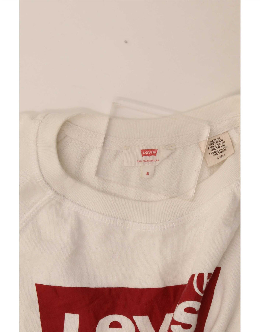 Levi's Donna Felpa Oversize con Grafica Maglione UK 10 Piccolo Bianco