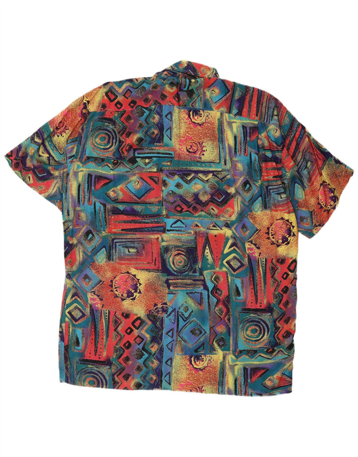 Camicia vintage da uomo a maniche corte grande geometrica multicolore