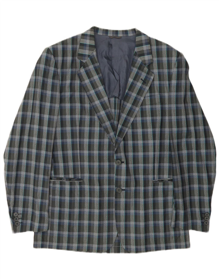 Giacca blazer vintage da uomo a 2 bottoni UK 38 a quadri grigio medio