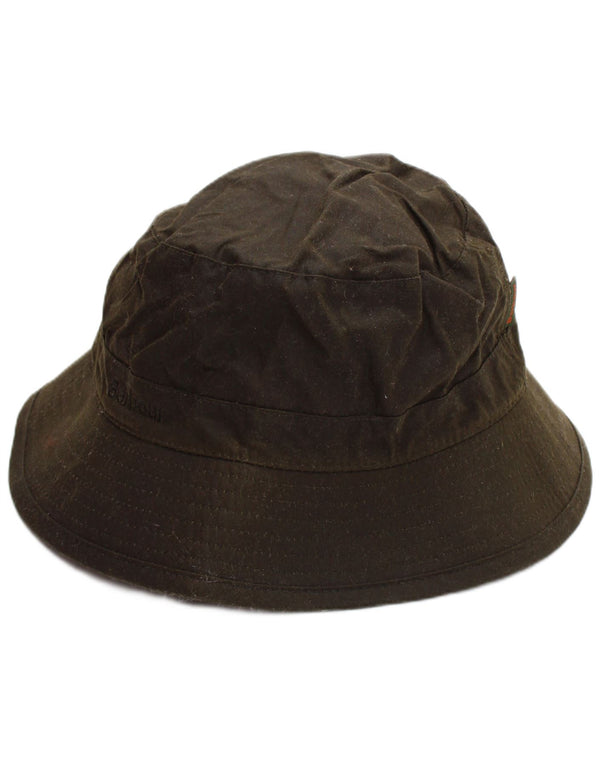 BARBOUR Mens Waxed Bucket Hat Large Khaki Cotton