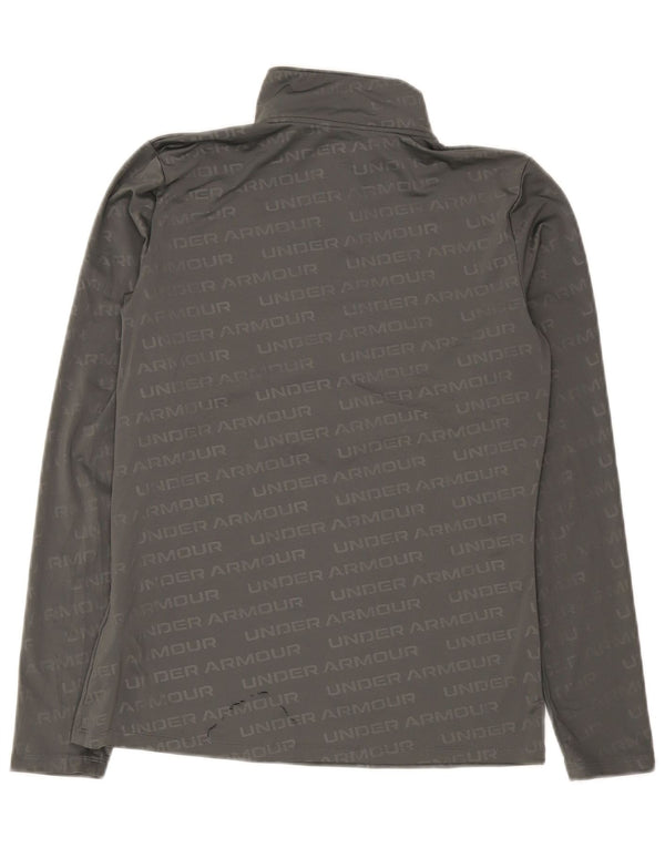 Top della tuta da ginnastica Under Armour da uomo con zip grafica e poliestere grigio medio