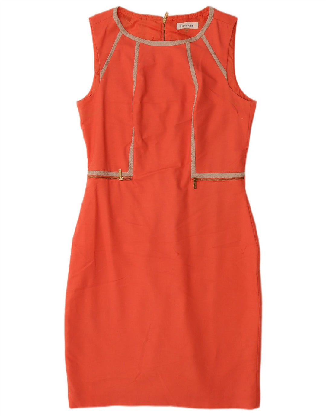 Abito tubino senza maniche da donna Calvin Klein US 6 arancione medio