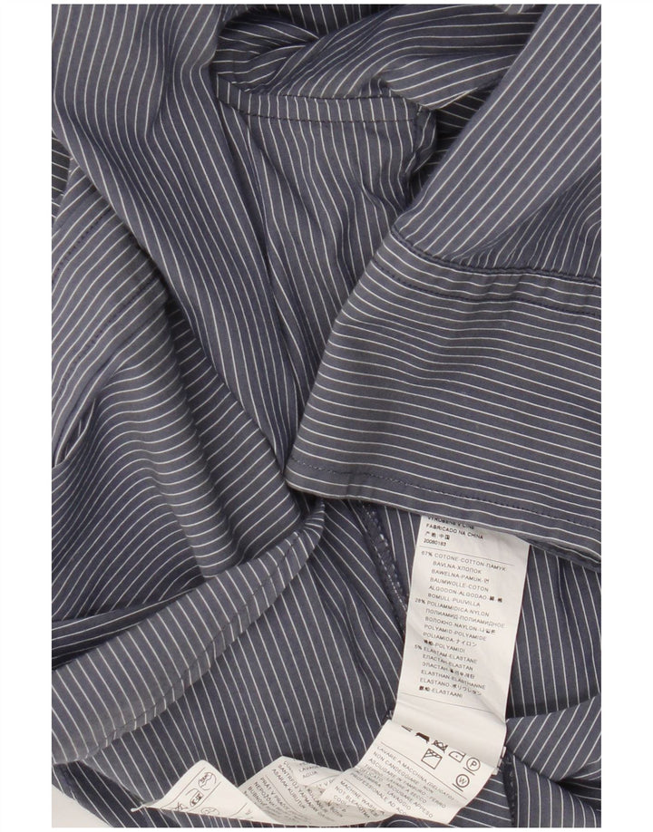 Camicia Benetton Uomo Large Cotone Gessato Blu Navy