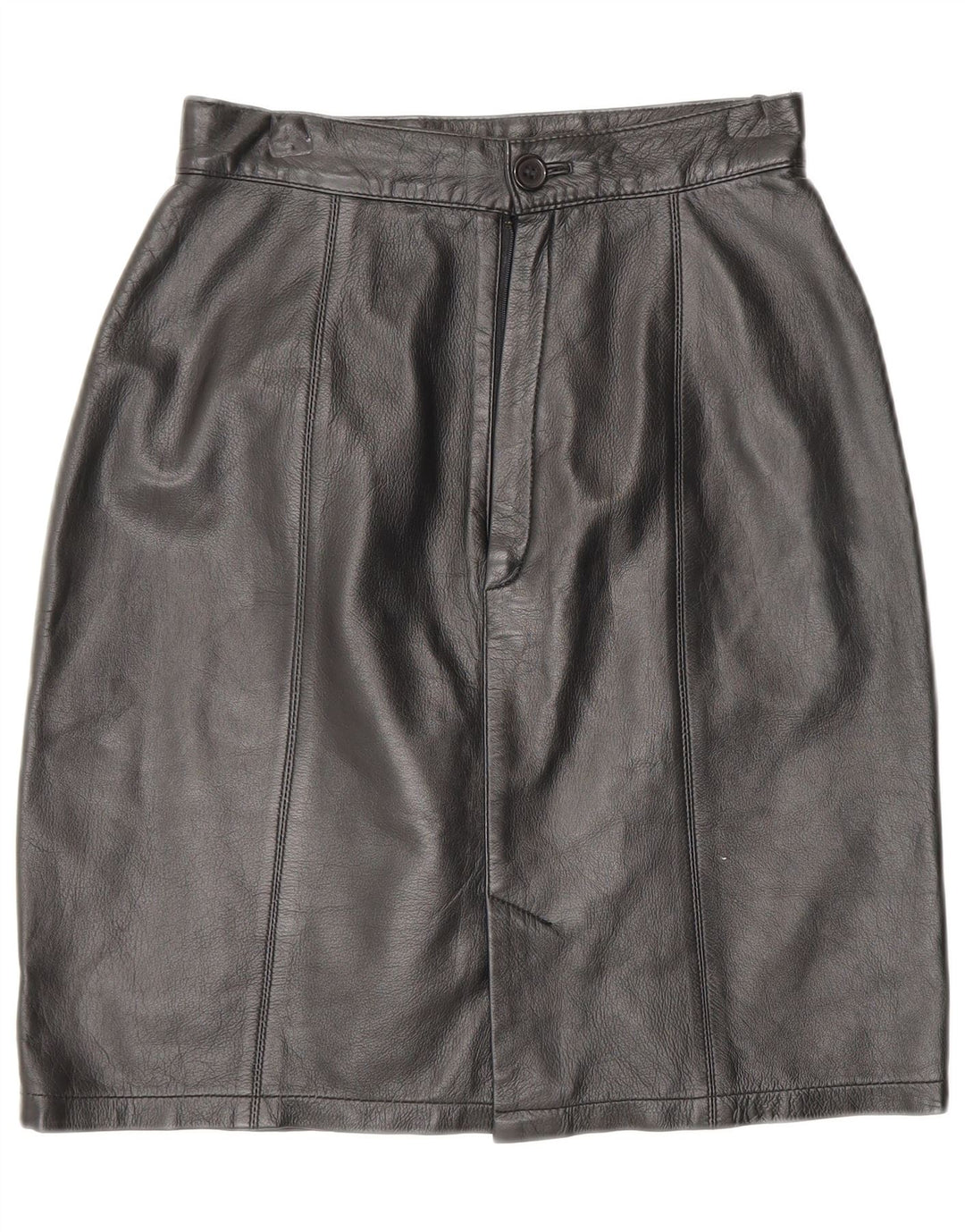 CONCERTO Womens Leather Skirt UK 8 Small W24  Black Leather