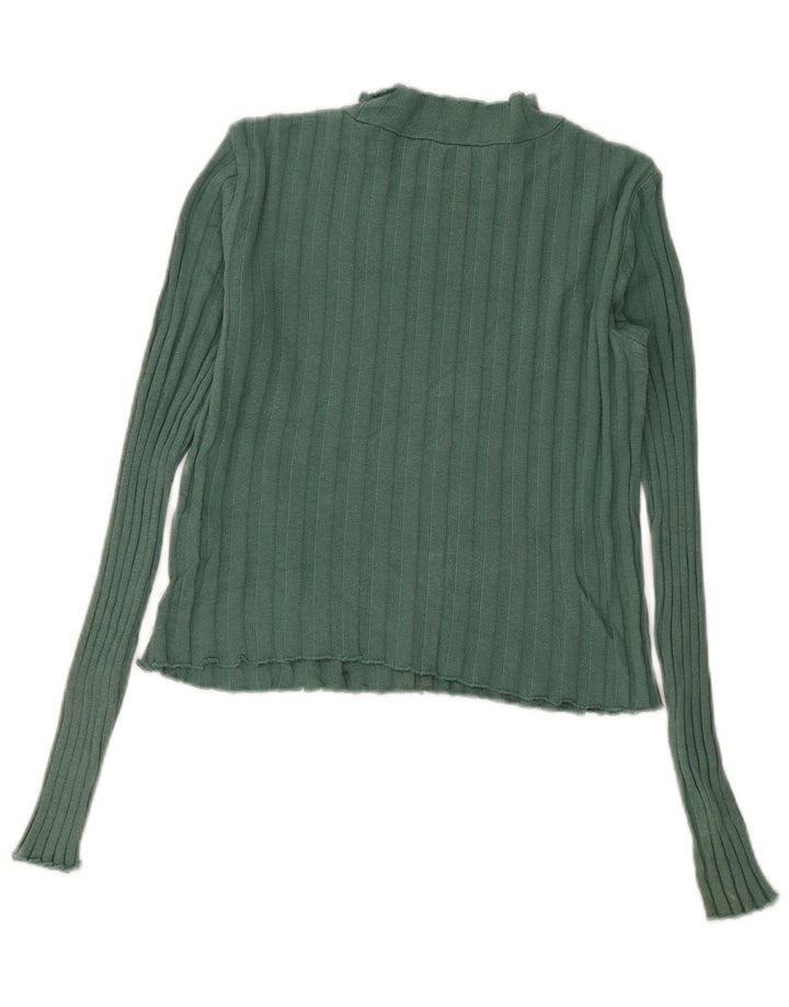 Top corto da donna Zara manica lunga UK 12 verde medio