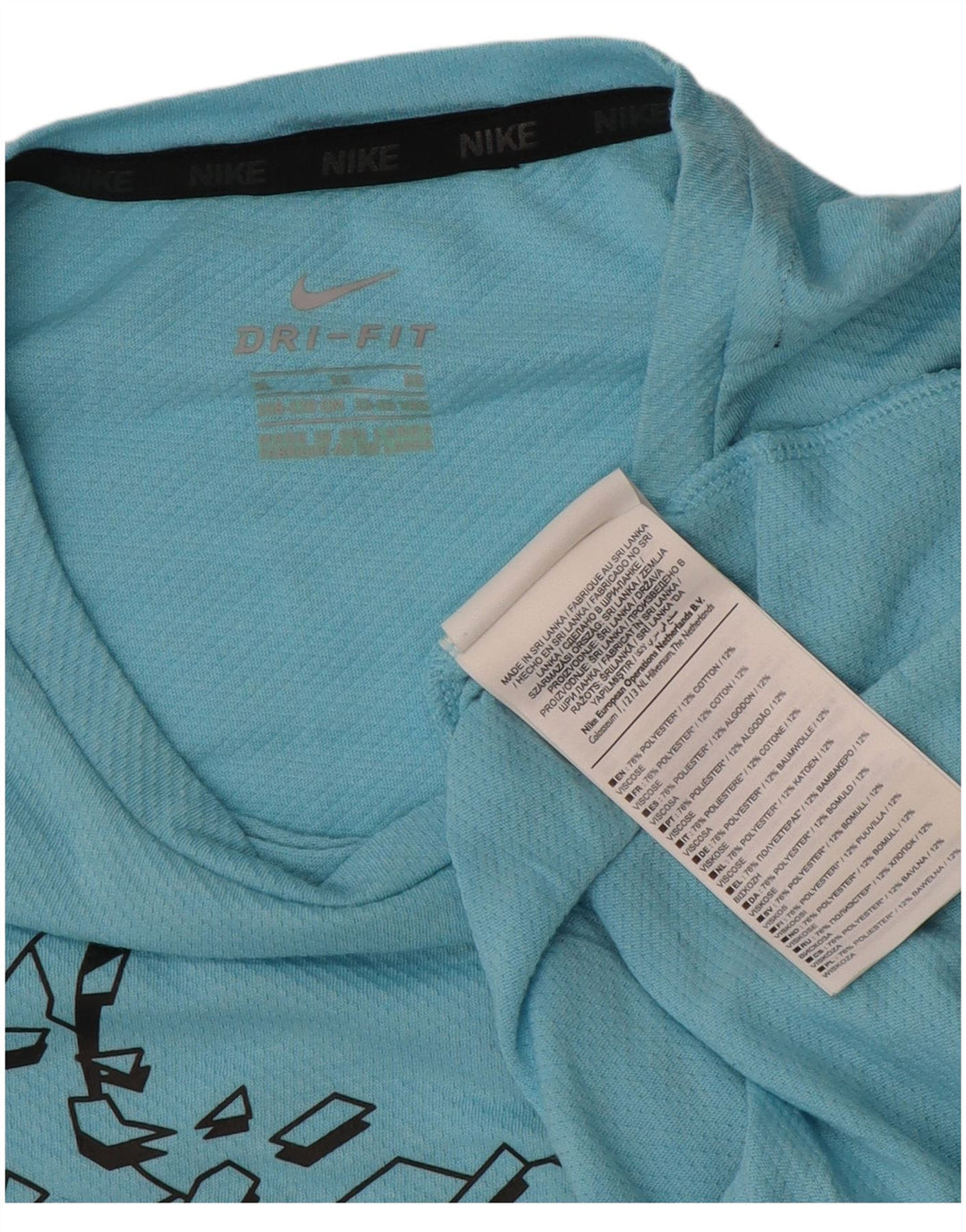 T-shirt grafica da ragazzo Nike Top 13-14 anni XL blu poliestere