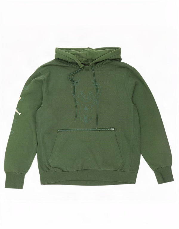 Felpa con cappuccio grafica Jordan Milwaukee Bucks da uomo in cotone verde medio