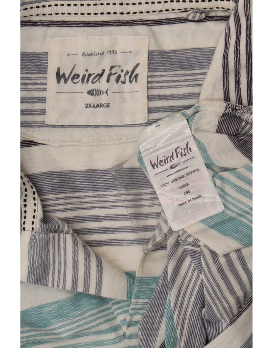 Polo da uomo Weird Fish 2XL in cotone a righe blu