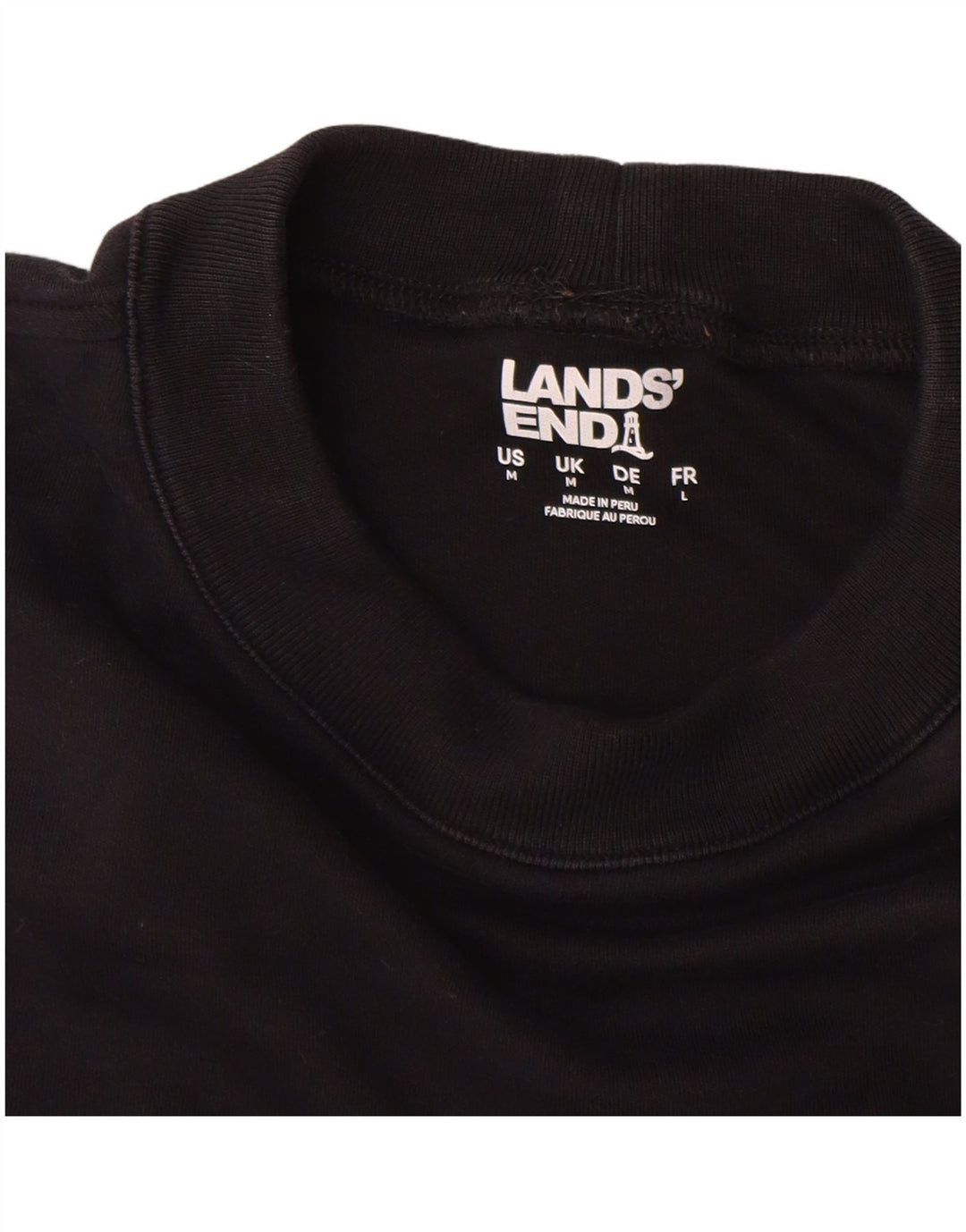 Top da uomo Lands End a maniche lunghe in cotone nero medio