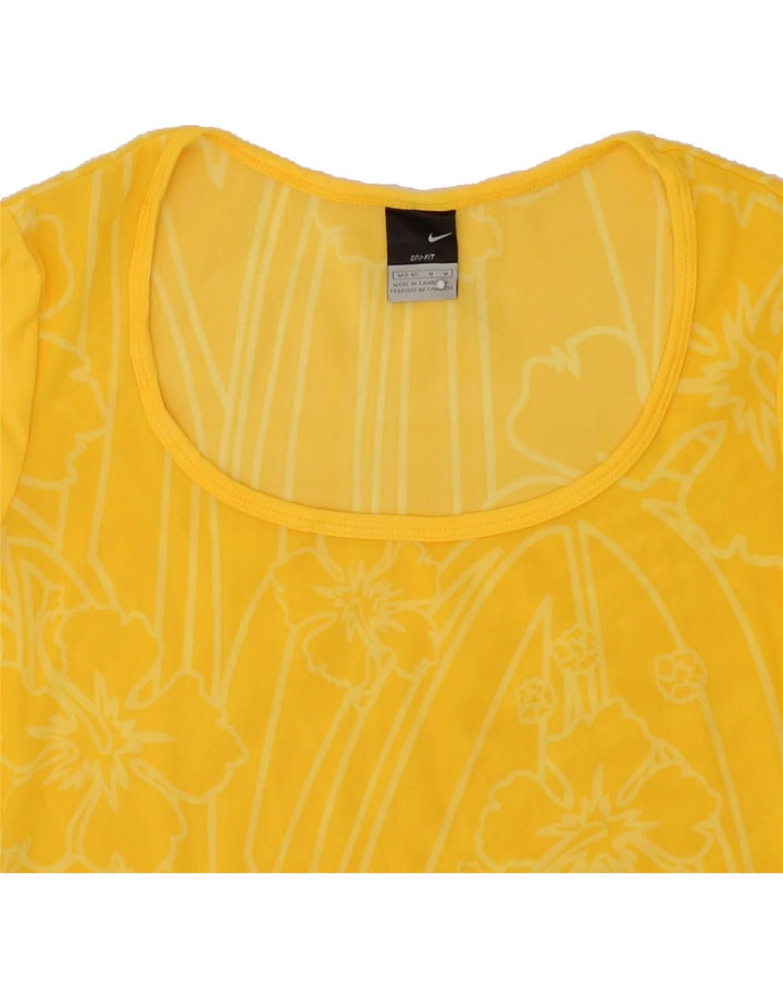 NIKE Womens See Through Top US 8/10 Medium Yellow Floral Nylon Vintage Nike and Second-Hand Nike from Messina Hembry 