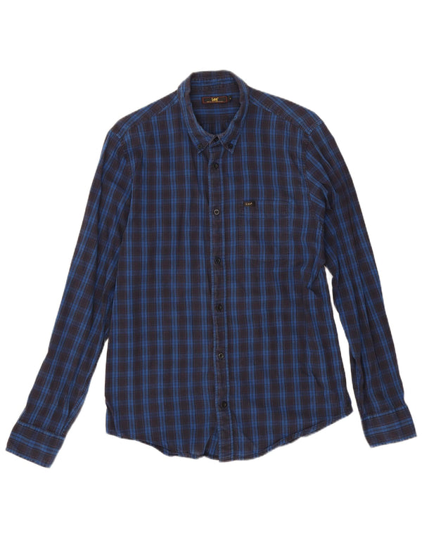 Camicia in flanella da uomo Lee in cotone a quadri blu navy medio