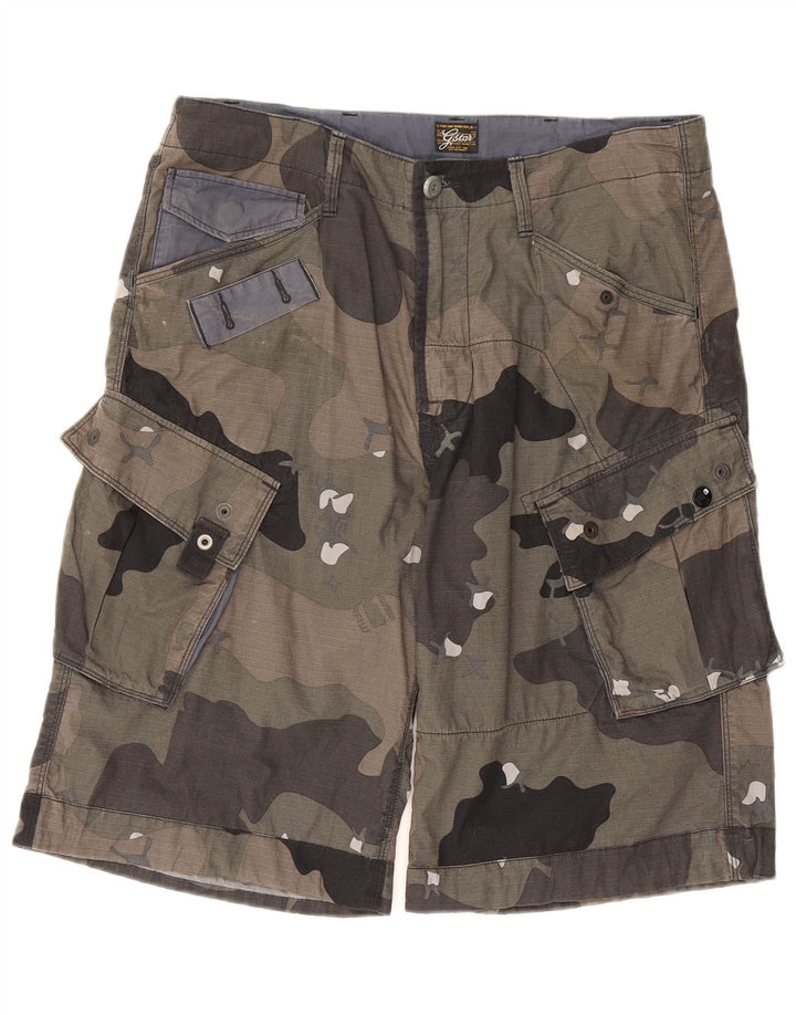 Pantaloncini cargo da uomo G-Star W32 cotone mimetico kaki medio