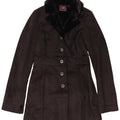 Cappotto Sherpa vintage da donna UK 12 medio nero
