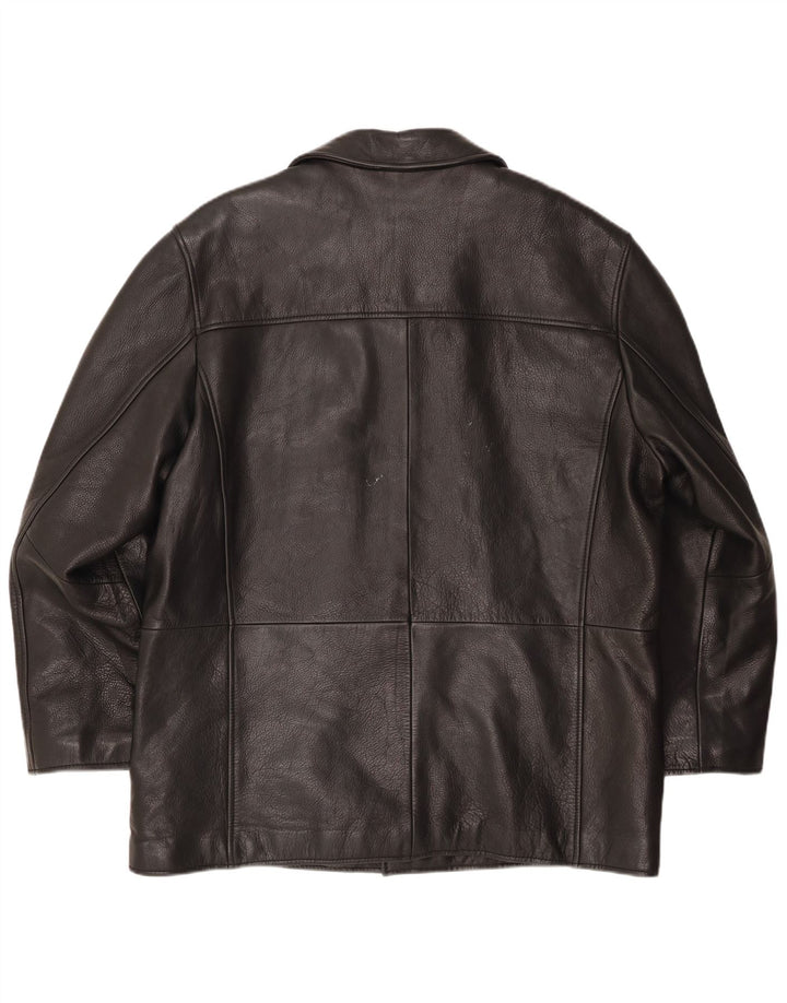 Giacca in pelle da uomo VINTAGE UK 46 3XL Pelle nera