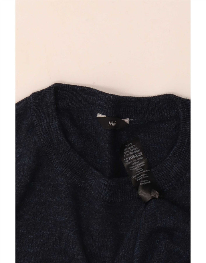 Maglione maglione girocollo da uomo M&Co XL in cotone blu navy