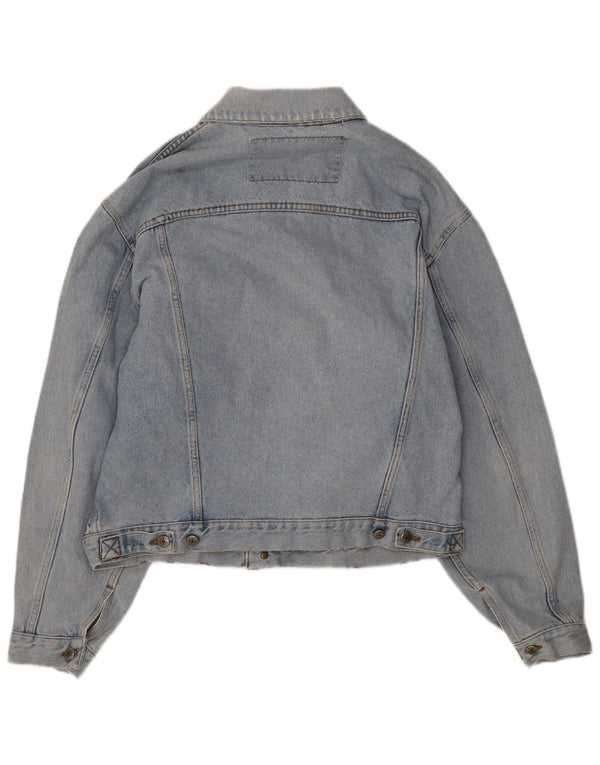 Giacca di jeans vintage da uomo invecchiata UK 40 grande cotone blu
