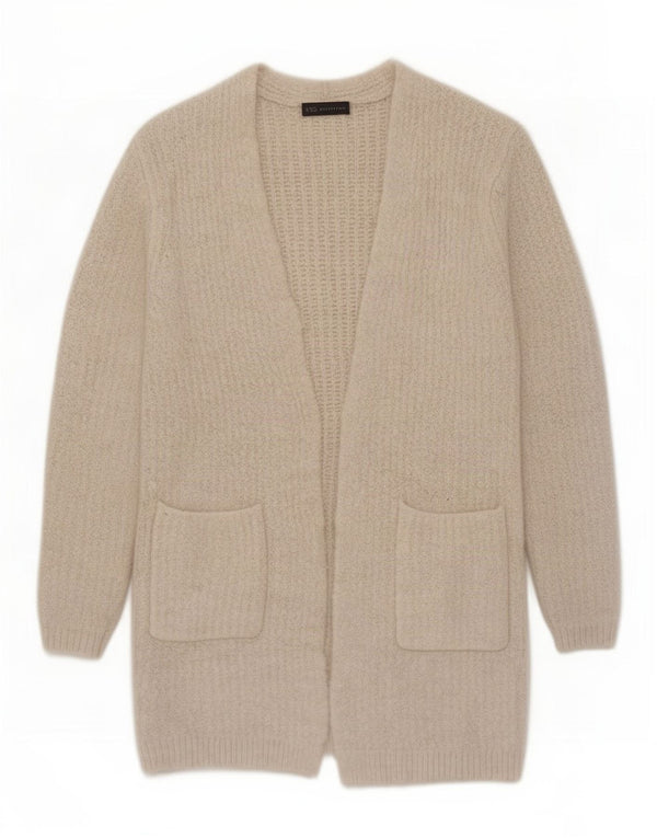 Maglione cardigan aperto lungo da donna Marks & Spencer UK 10 piccolo Beige