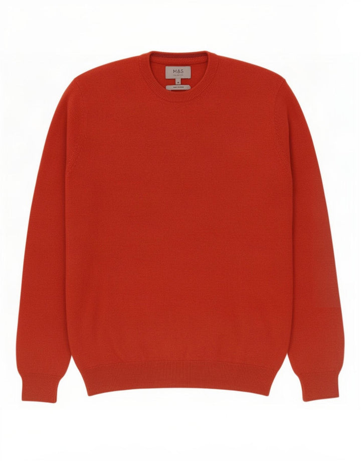 Maglione maglione girocollo da uomo Marks & Spencer in cotone arancione medio