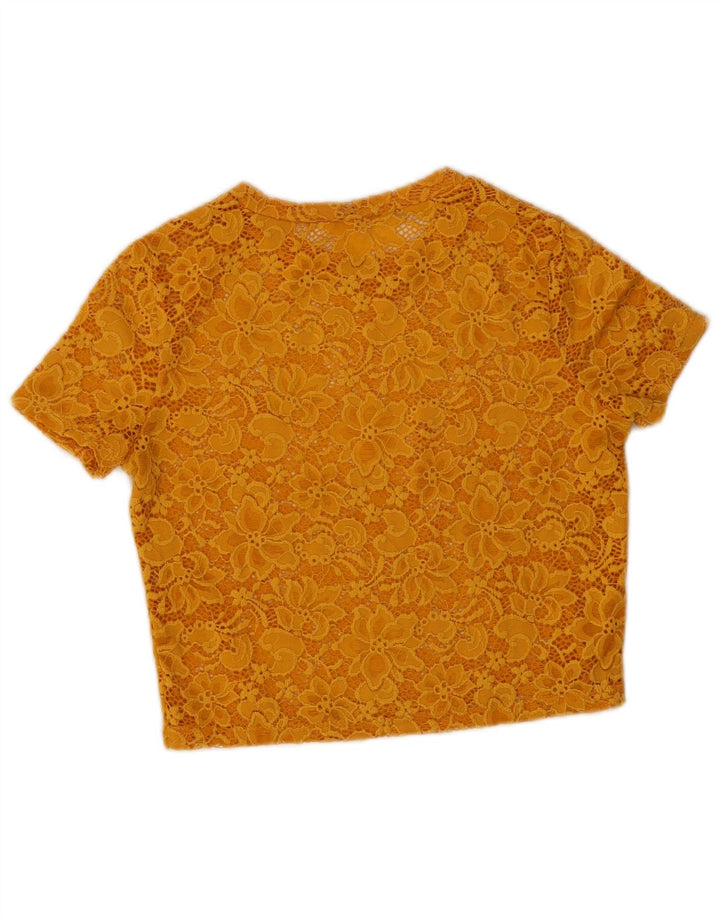 Top corto da donna Zara, camicetta UK 10, piccolo giallo floreale