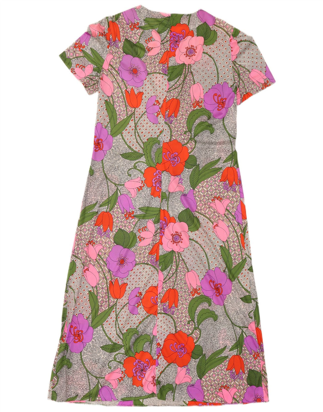 Abito basic vintage da donna UK 12 medio floreale multicolore