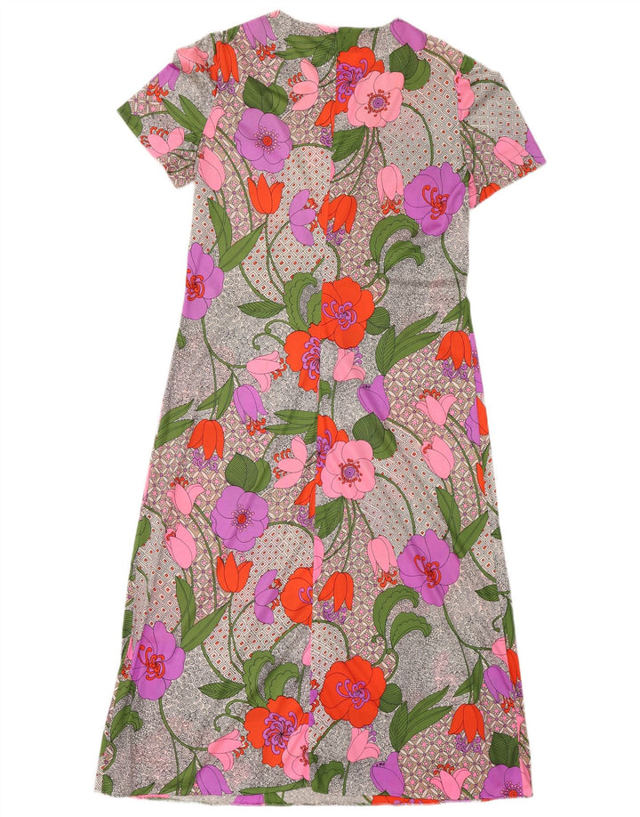 Abito basic vintage da donna UK 12 medio floreale multicolore