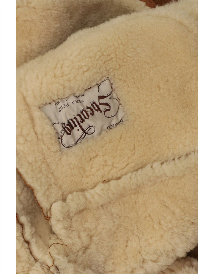 Giacca in shearling vintage da uomo UK 40 Shearling marrone grande