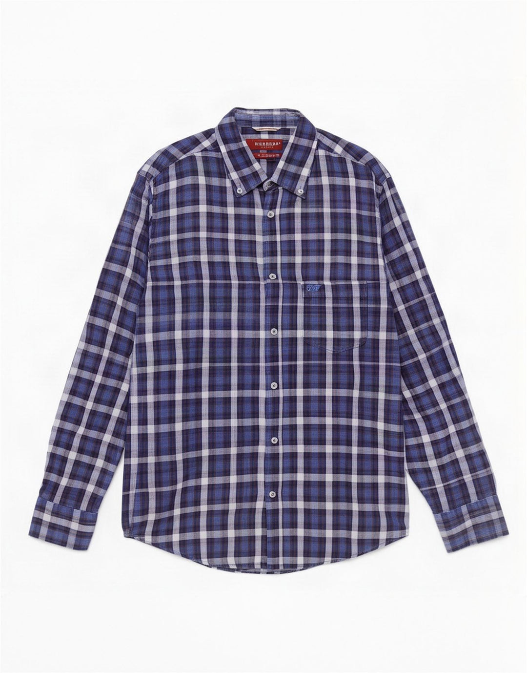Carrera Camicia da uomo in flanella vestibilità regolare in cotone a quadri blu navy medio