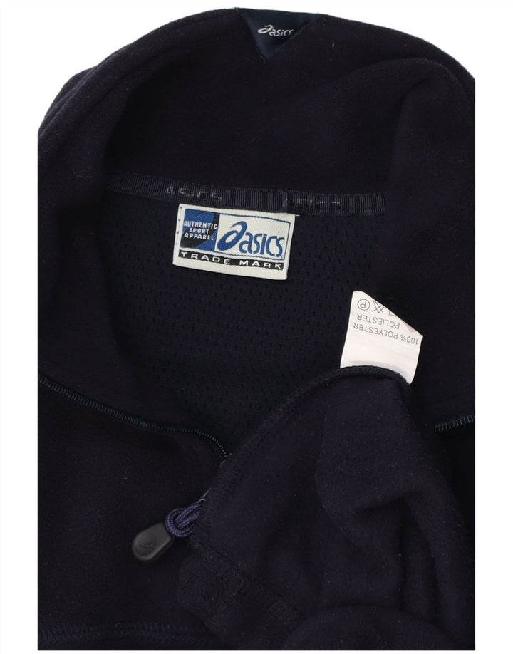 ASICS Womens Zip Neck Fleece Jumper UK 14 Medium Navy Blue Polyester