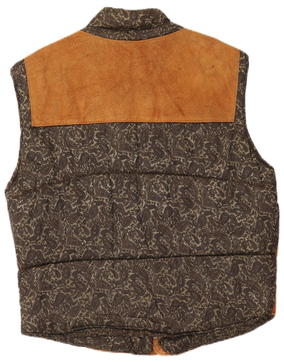 Gilet imbottito da uomo in pelle scamosciata VINTAGE IT 54 2XL Pelle Paisley marrone