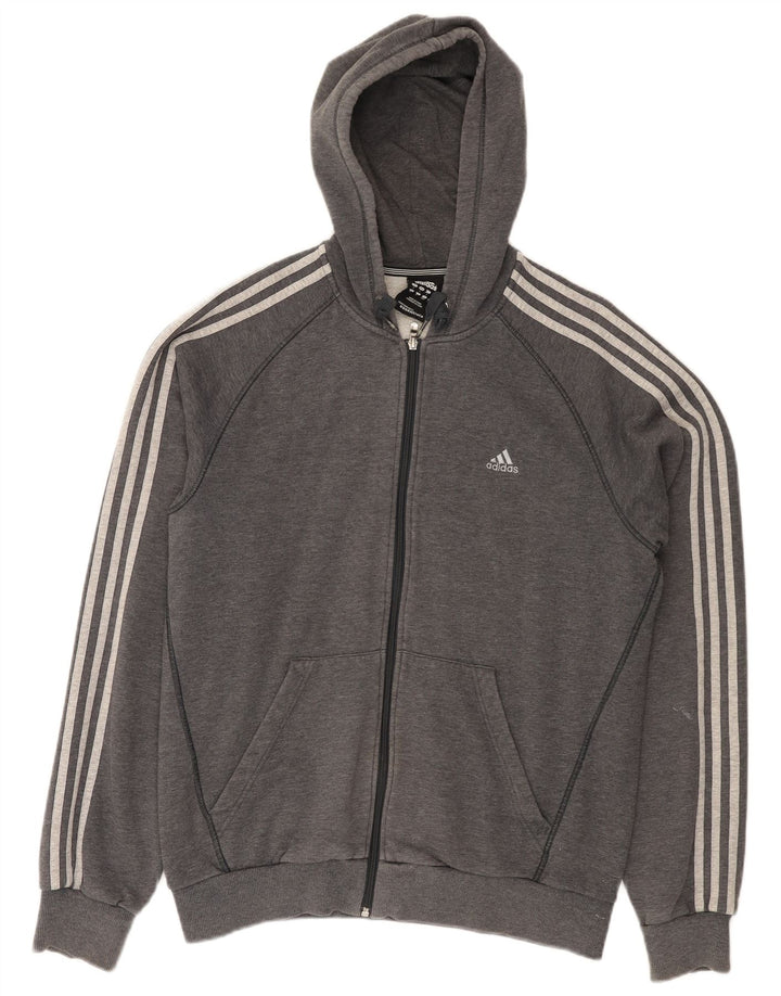 Maglione con cappuccio e zip Adidas da uomo grande in cotone grigio