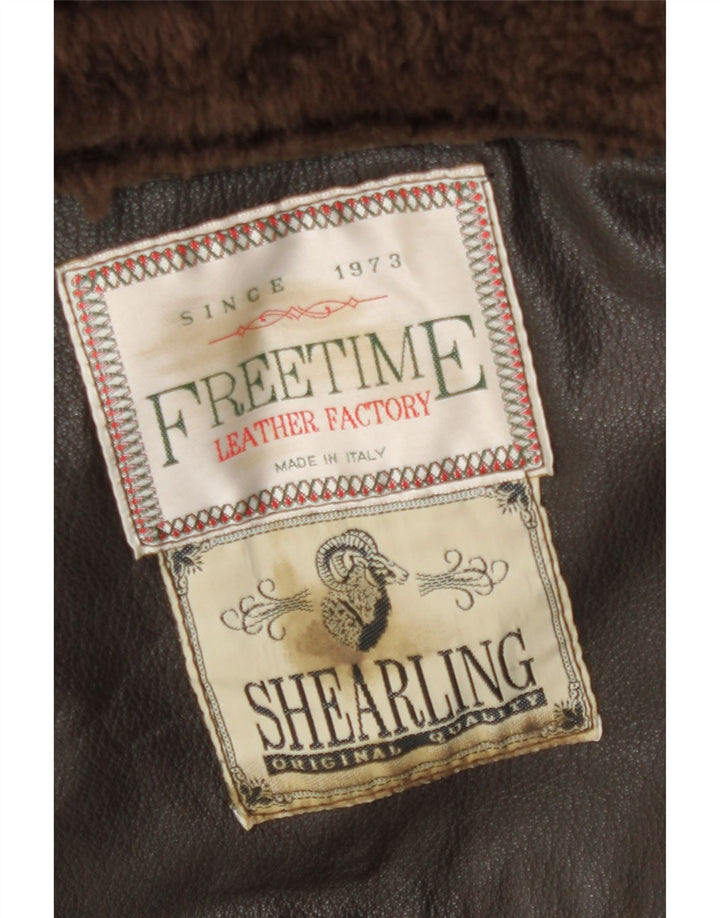 Giacca in shearling vintage da uomo UK 42 XL Shearling marrone