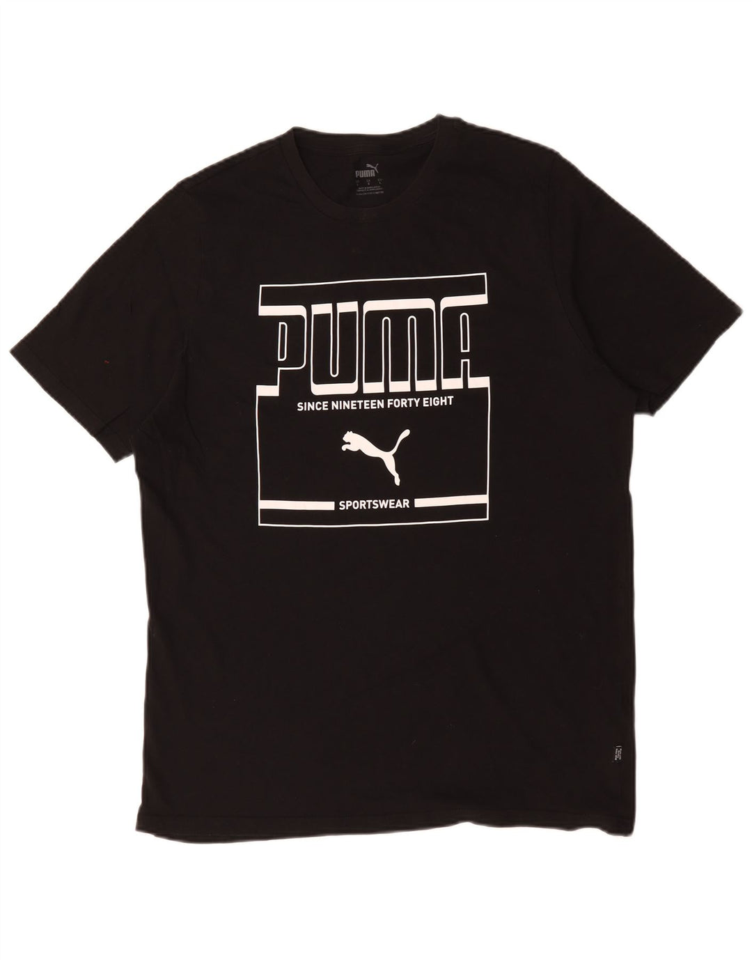 T-shirt grafica da uomo Puma Top grande in cotone nero
